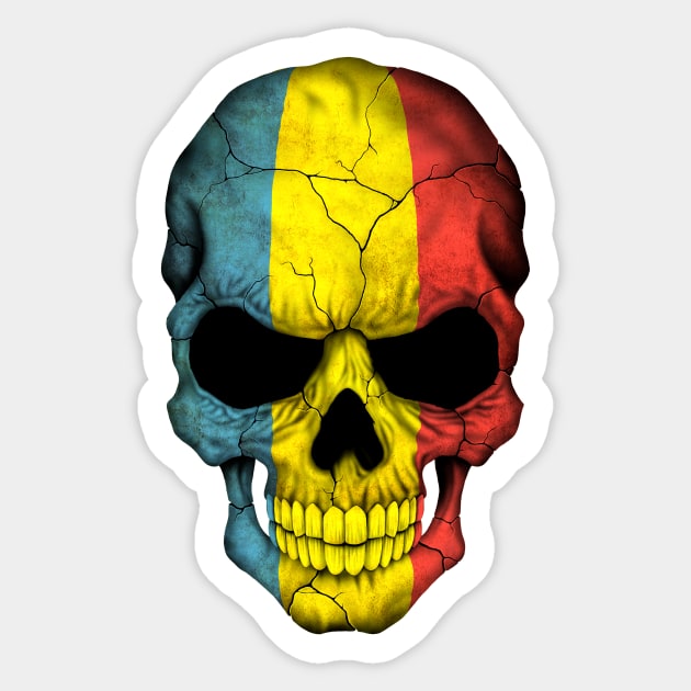 Romanian Flag Skull Sticker by jeffbartels